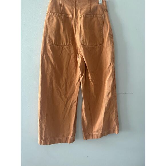 ASOS Pants Women's 26 Camel Wide Leg Crop Cotton Denim Fall Neutral Indie - Picture 5 of 11